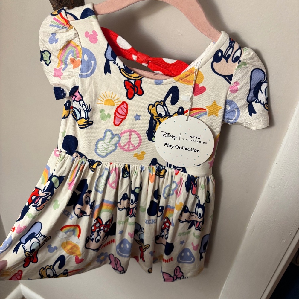 NEW Little Sleepies Disney Mickey's Clubhouse Bow Back Skater Dress with Bodysui